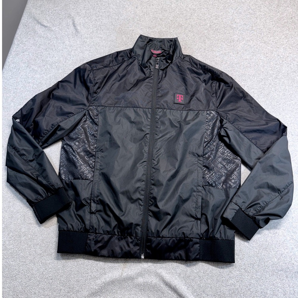 T-Mobile Employee Uniform Mens M Black Full Zip Windbreaker Jacket Logo Techwear